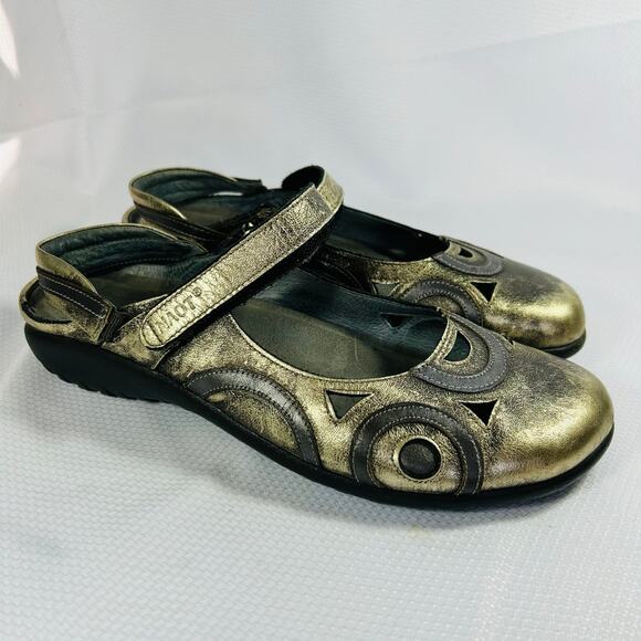 Noat Shoes - Naot Rongo Slingback Mary Jane Metallic Distressed Bronze Comfort Shoes Size 9